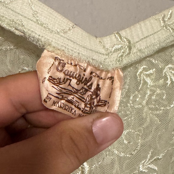 Vintage Marrika Nakk’s Cowgirls Lime Green Floral Lace 2 Piece Set - Picture 3 of 5